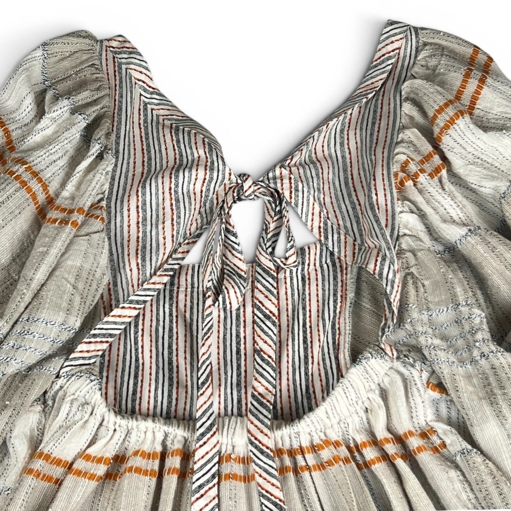 Free People All Lined Up Women's Sz S Mini Dress Striped Open Tie Back $148 - Picture 7 of 13